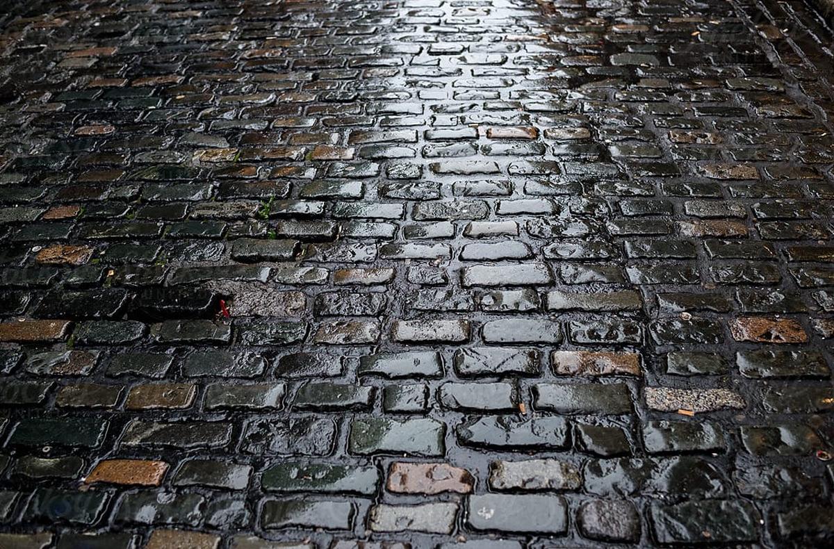 Background Wet cobbles